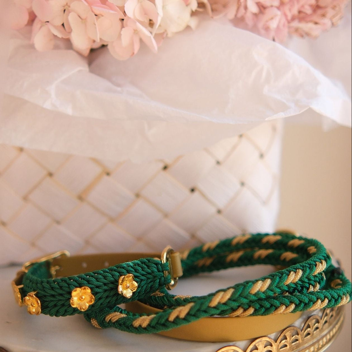 Flor Dog Collar Topaz Green - Mila & Coco
