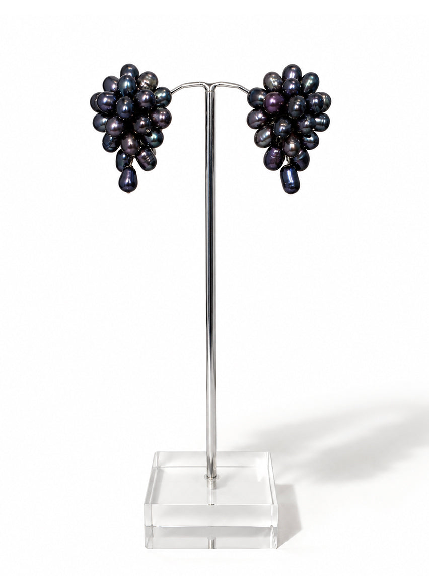 DORIS bouquet-clipsörhängen - Black Pearl