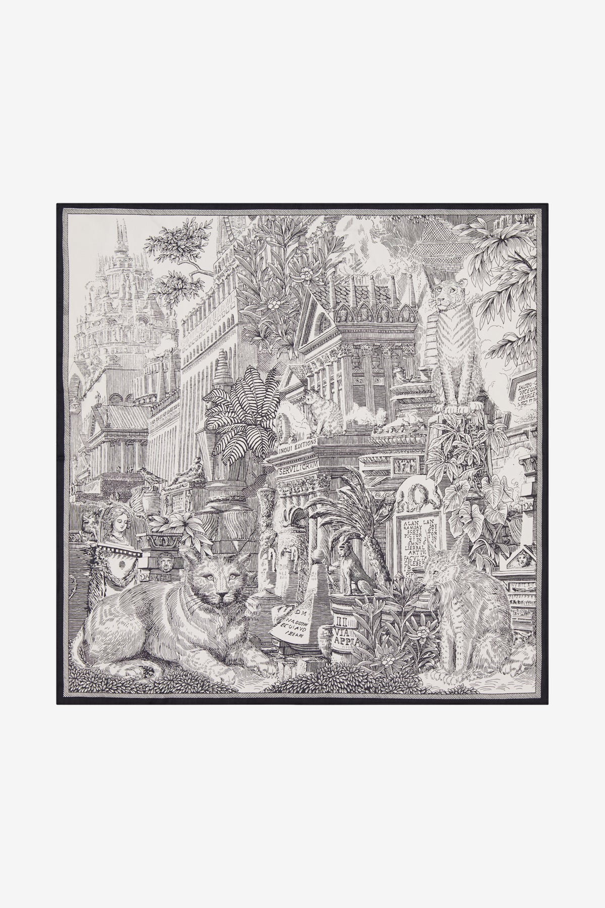 Piranesi Silk Scarf 65 black - Inoui Edition