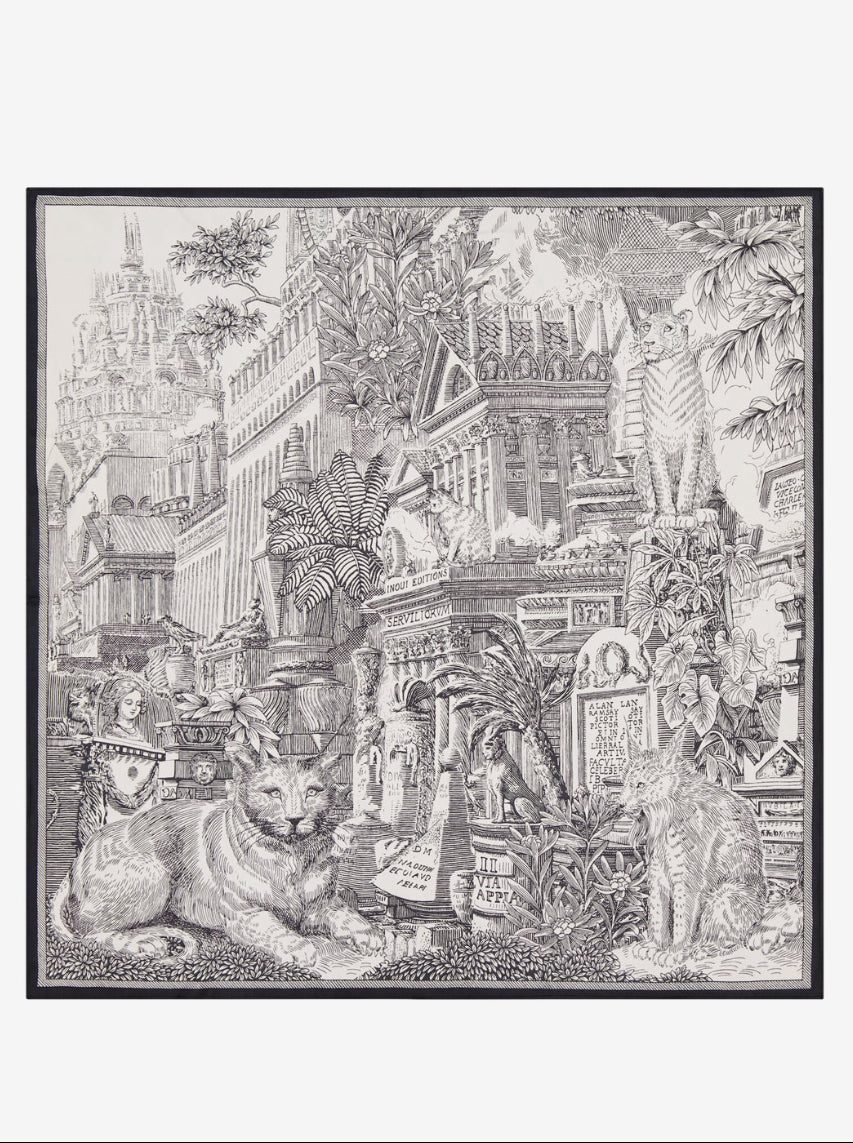 Piranesi sidenscarf 65 - Svart - Inoui Editions