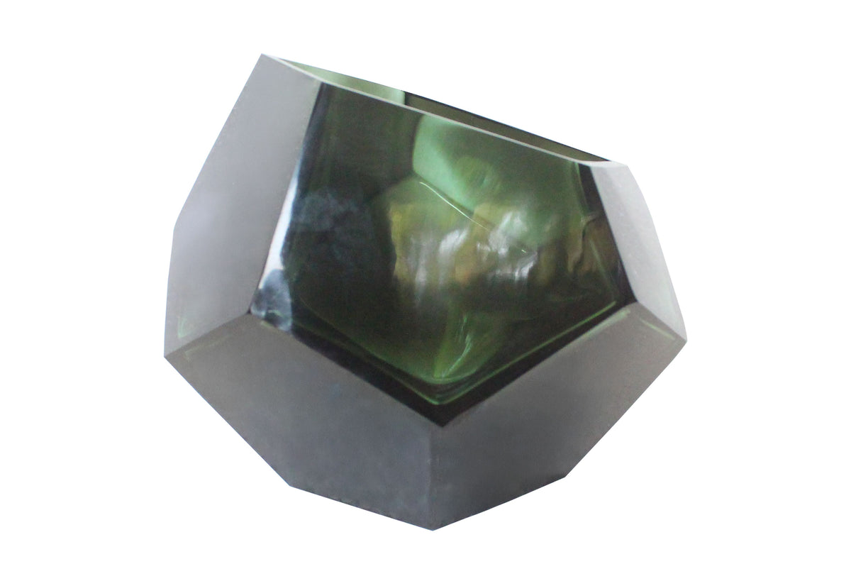 Glass Diamond Bowl - Green - L- Versmissen