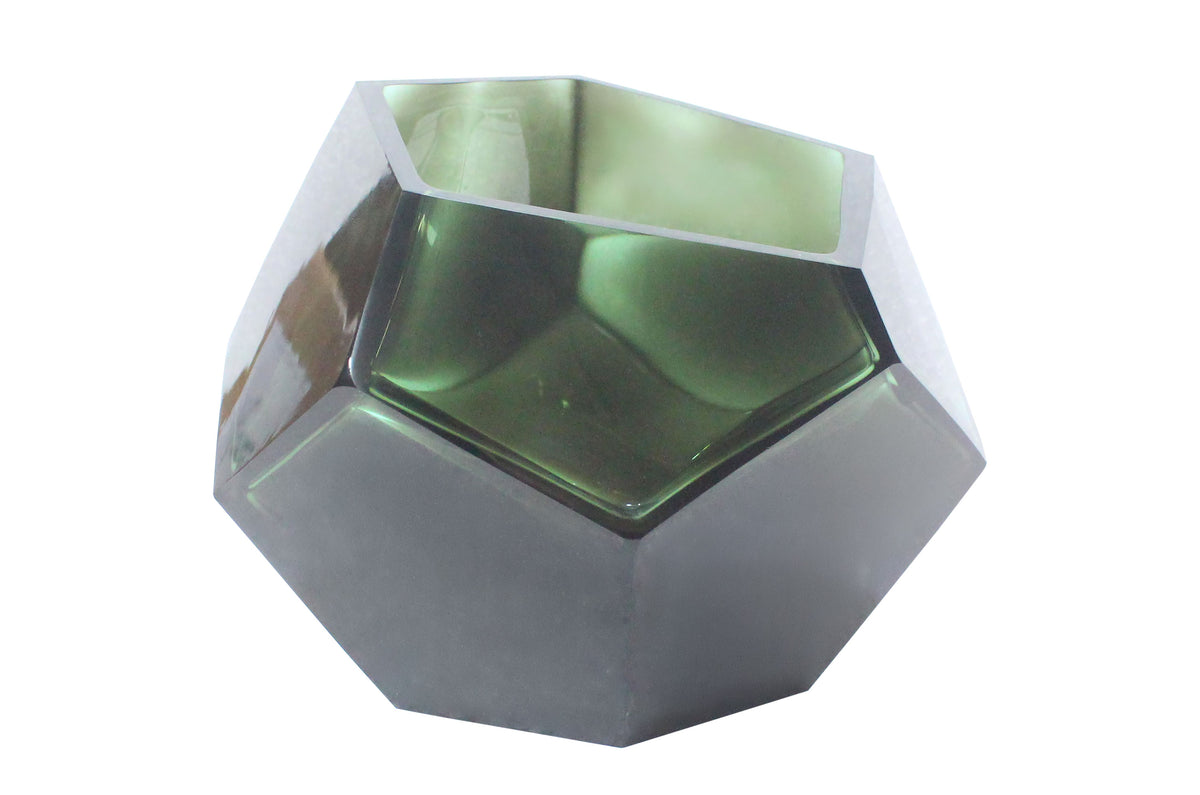 Glass Diamond Bowl - Green - L- Versmissen
