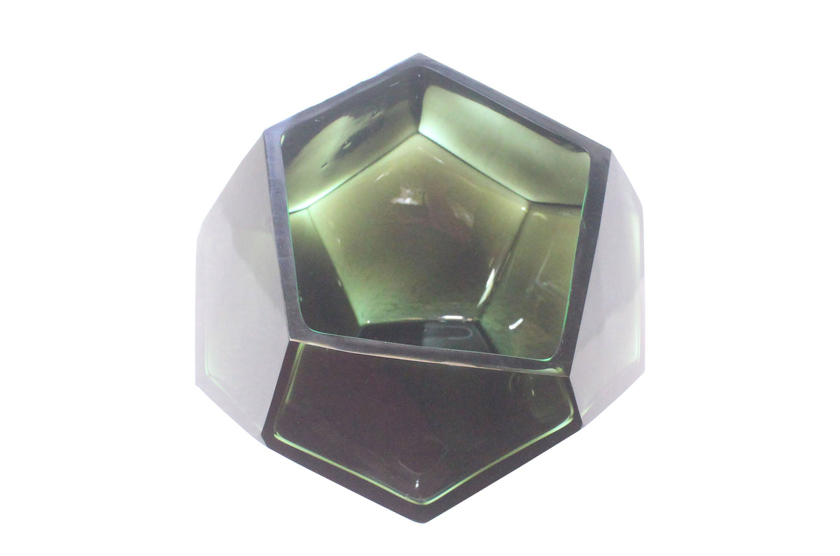 Glass Diamond Bowl - Green - L- Versmissen