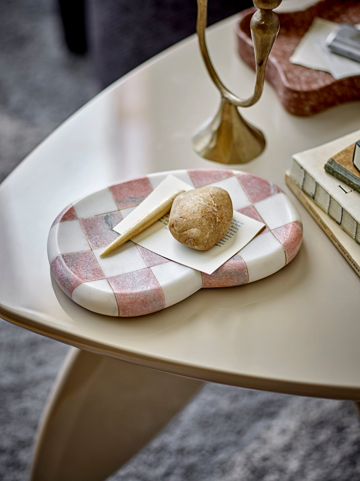 Petrea Marble Tray – Rose & Beige