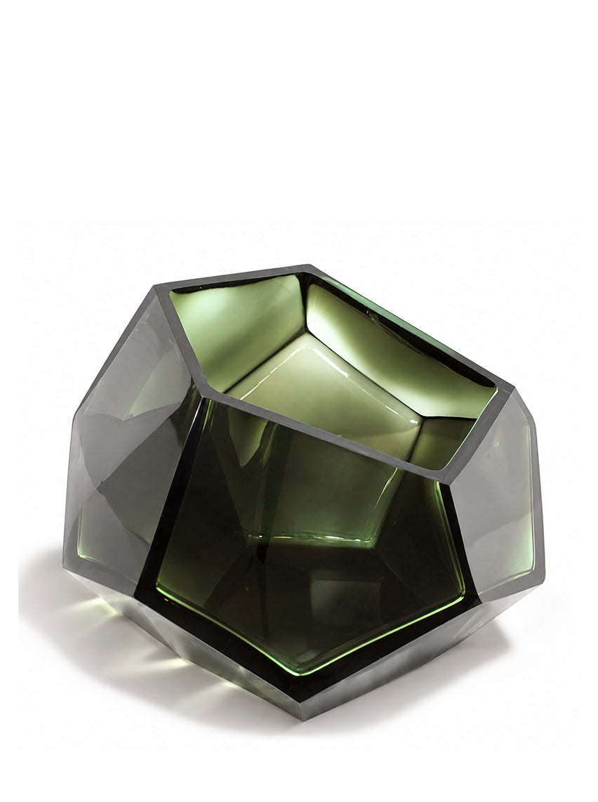 Glass Diamond Bowl - Green - L- Versmissen