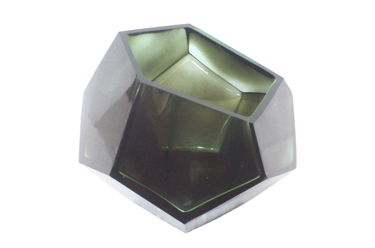 Glass Diamond Bowl - Green - L- Versmissen