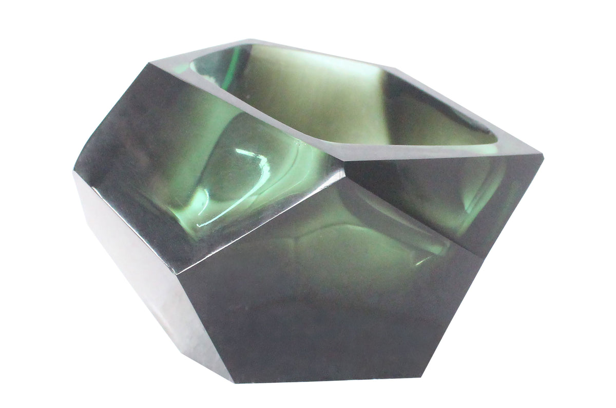 Glass Diamond Bowl - Green - M- Versmissen