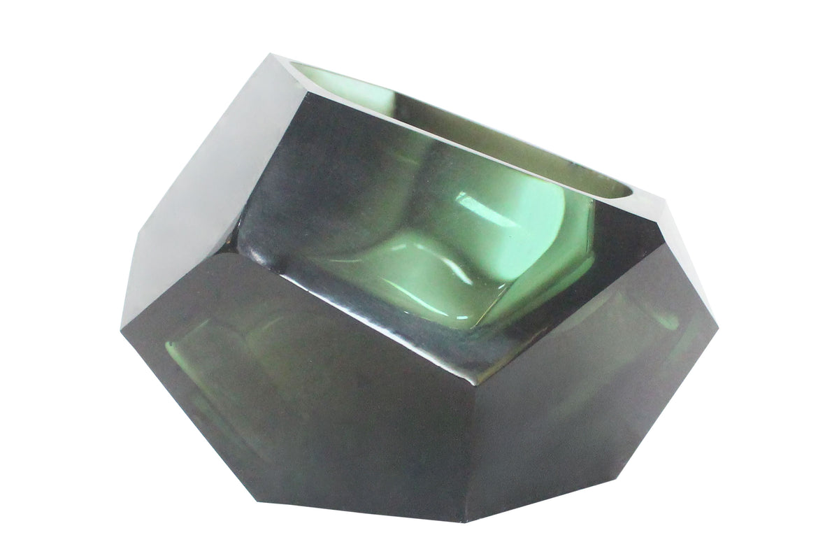 Glass Diamond Bowl - Green - M- Versmissen