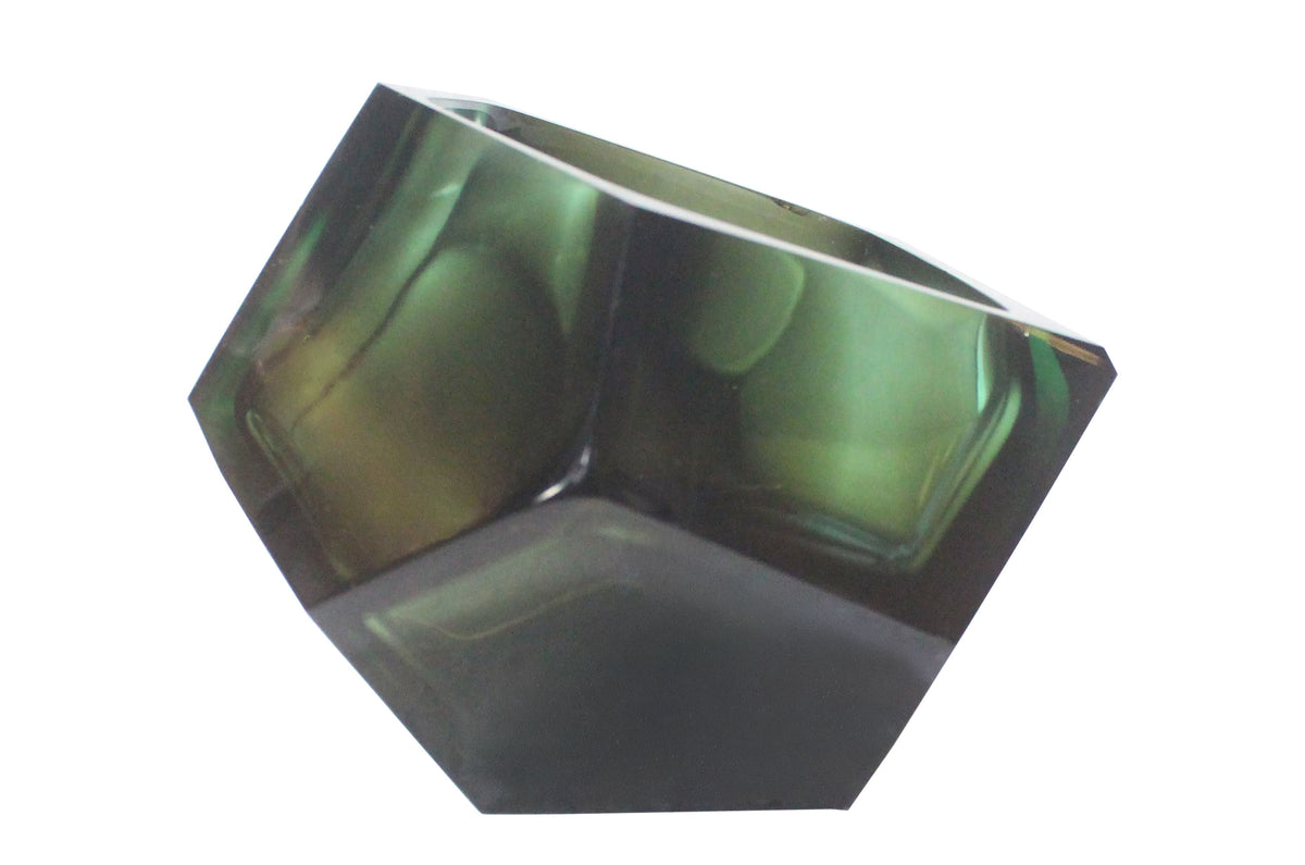 Glass Diamond Bowl - Green - M- Versmissen