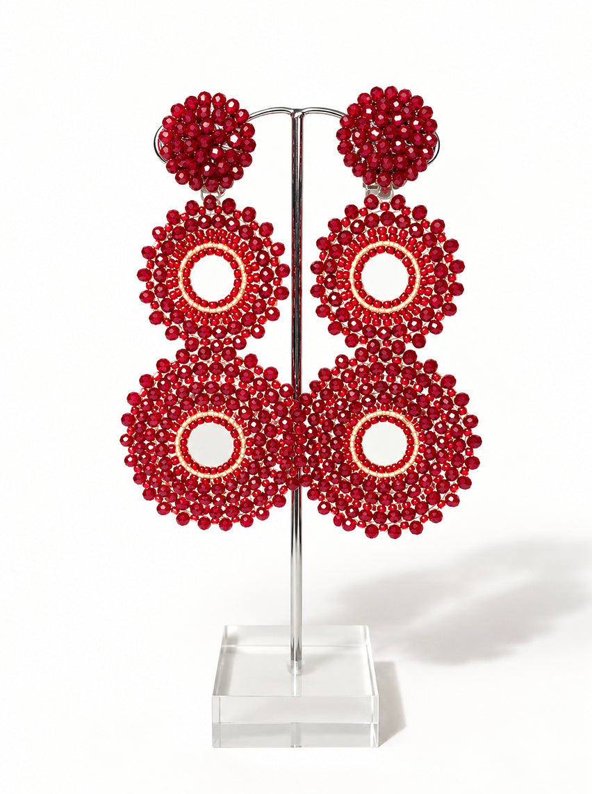 RUBY chandelier-clipsörhängen - Röda