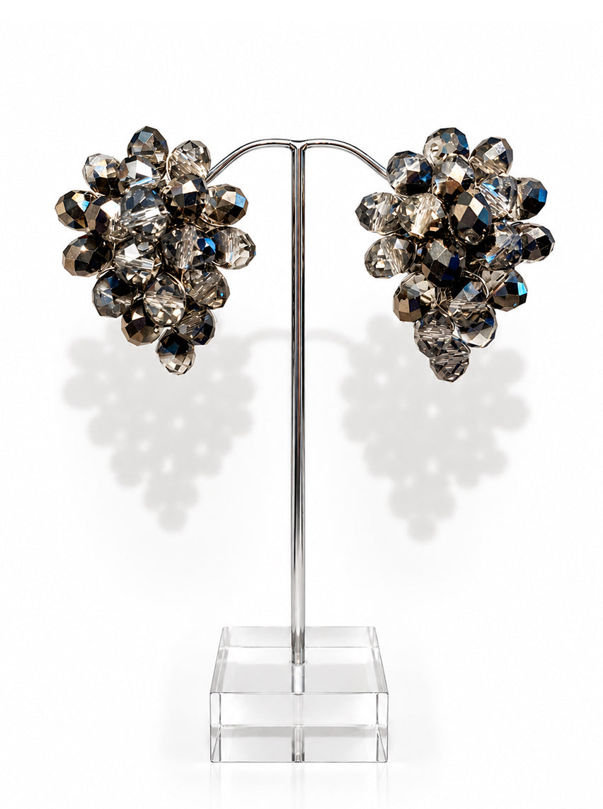 DORIS bouquet-clipsörhängen - Smokey Silver