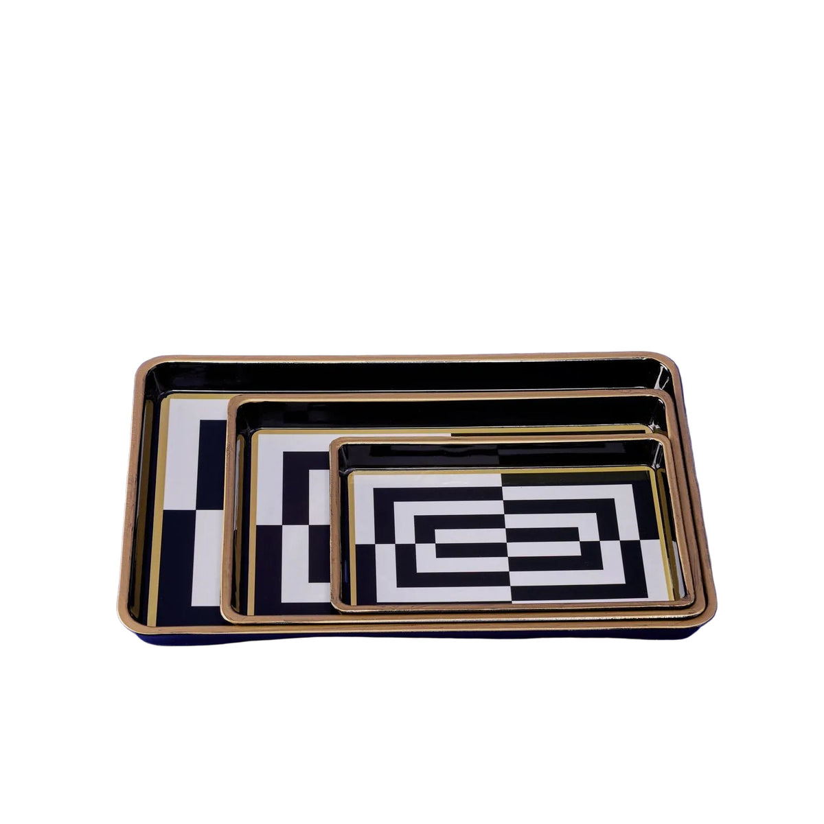 Tray - black & white, set of 3