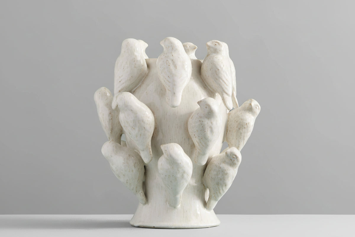Vase Little Bird- white