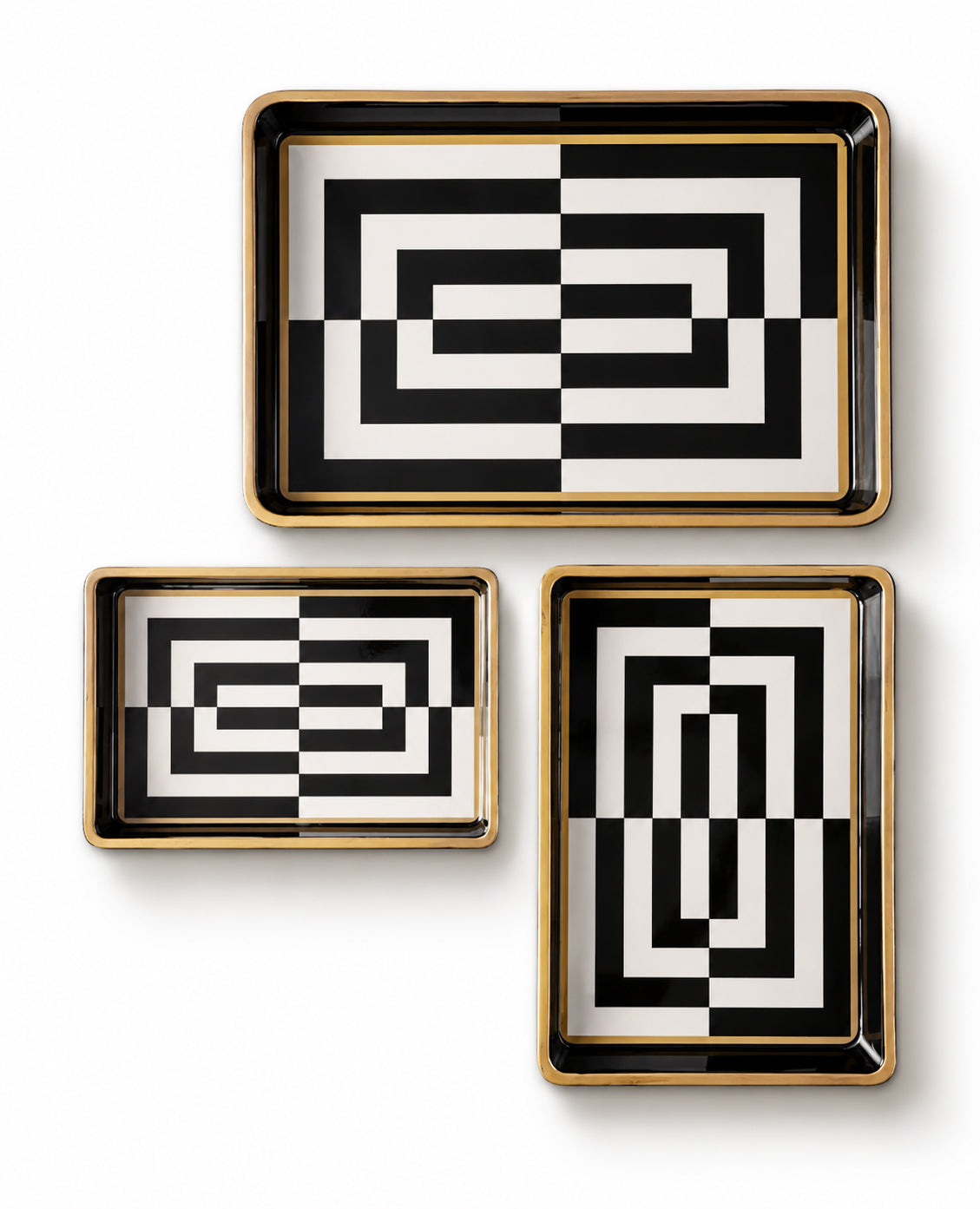 Tray - black & white, set of 3